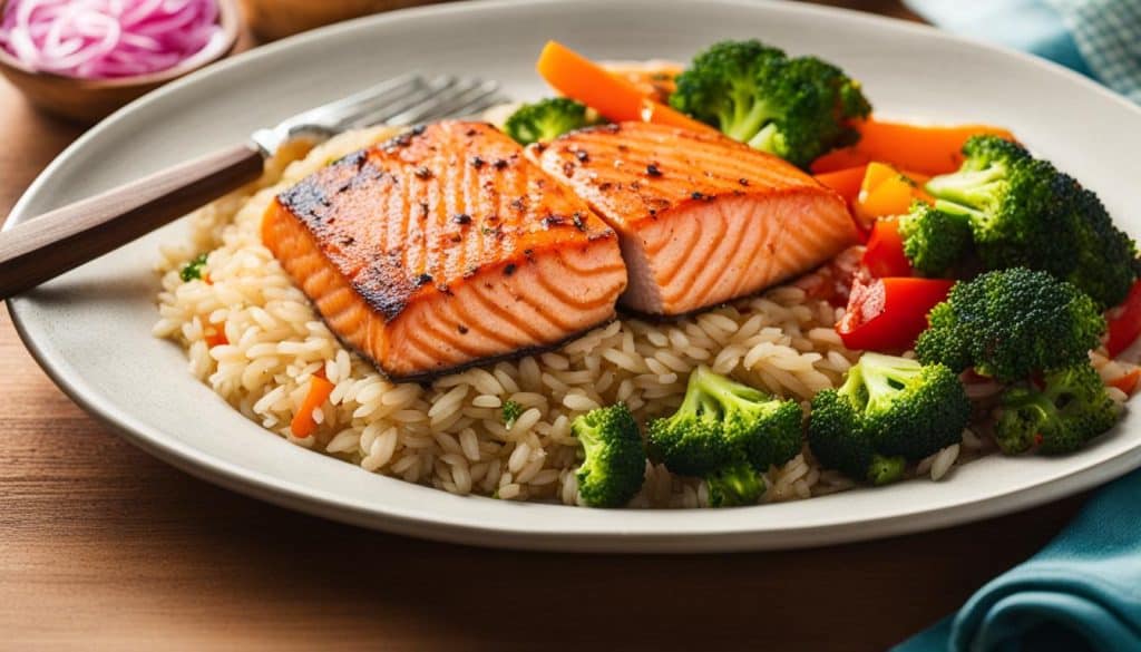 weight loss with fish, rice, and vegetable diet